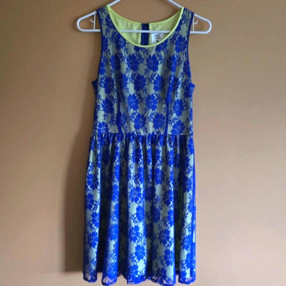 Mac + Jac Floral Lace Neon Dress, M